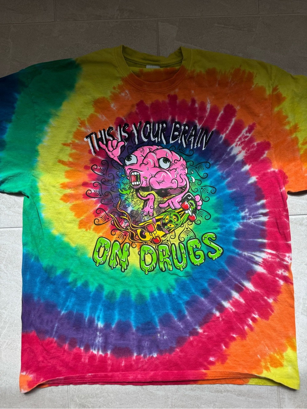 Tie-Dye Graphic Kids T-Shirt - Rainbow "This Is Your Brain On Drugs"